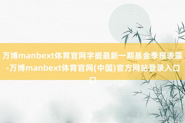 万博manbext体育官网字据最新一期基金季报表露-万博manbext体育官网(中国)官方网站登录入口